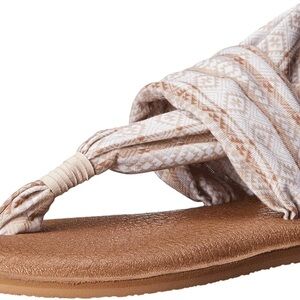 Sanuk Tan Yoga Sandals with Woven Straps Size 9
